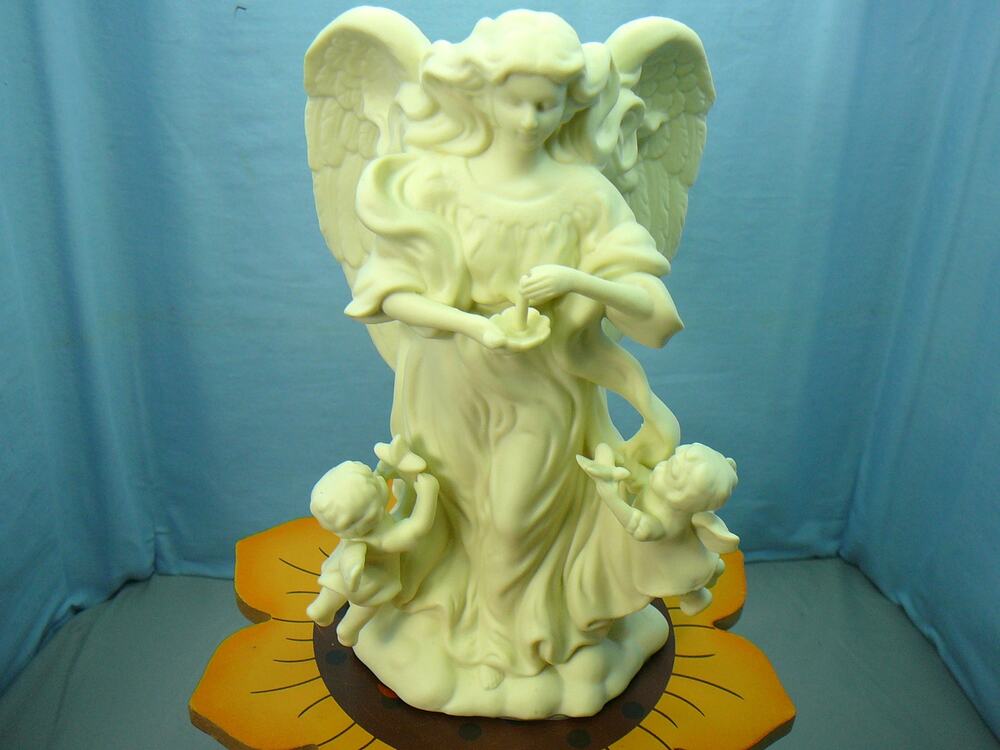 Vtg Retired Partylite Angel of Light Bisque Porcelain Taper Candle Holder